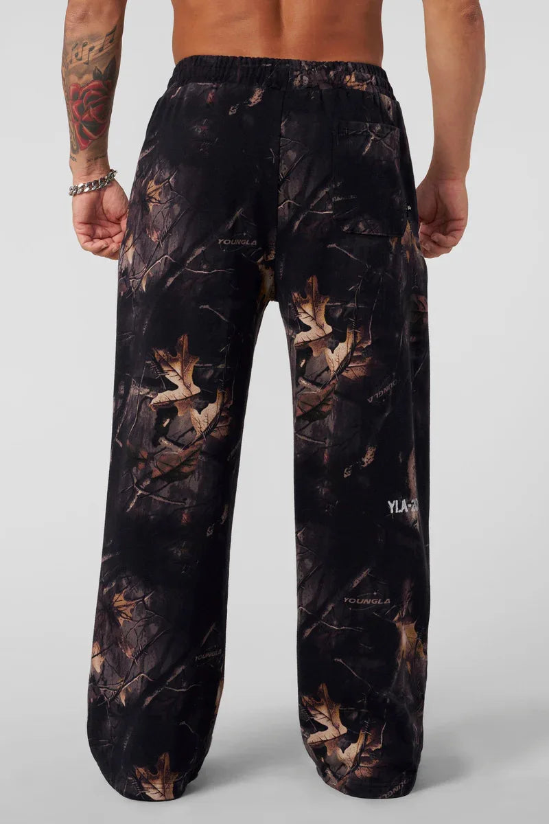 2026 new Men American Style Autumn Leaf  Pants Men's Casual Camouflage Summer Retro Letter Loose Fitness Sports Beach Pants