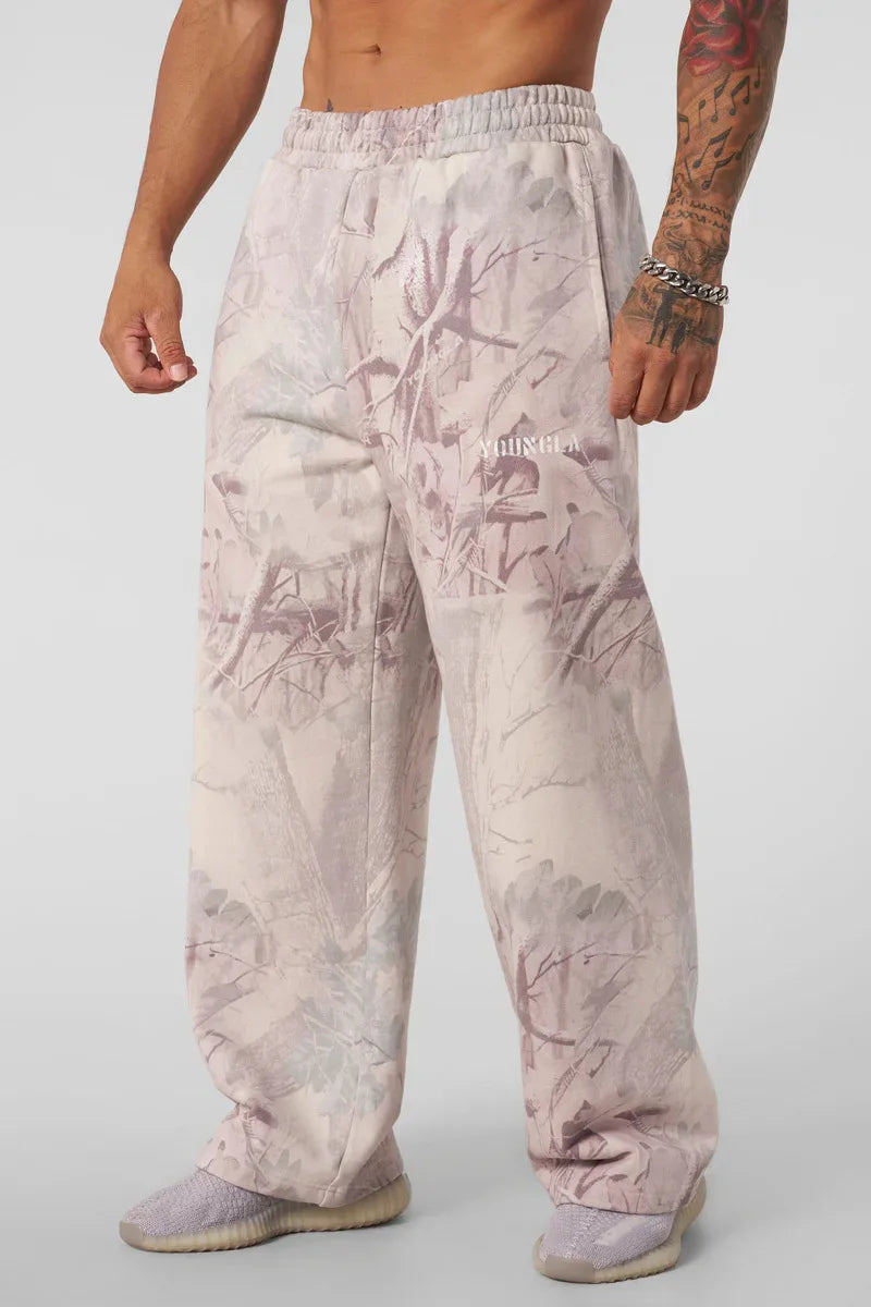 2026 new Men American Style Autumn Leaf  Pants Men's Casual Camouflage Summer Retro Letter Loose Fitness Sports Beach Pants