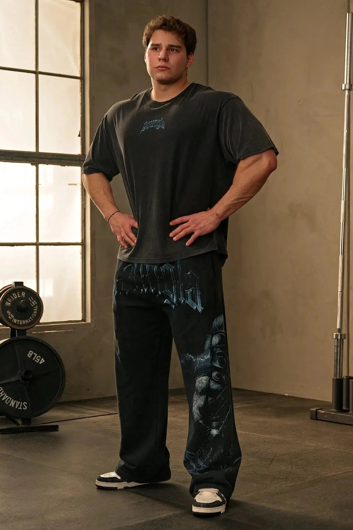 Men's Autumn 2026 NEW Cotton Sweatpants Anime Graphic Print Wide Leg Pants Loose Drawstring Casual Streetwear Hip Hop Trousers