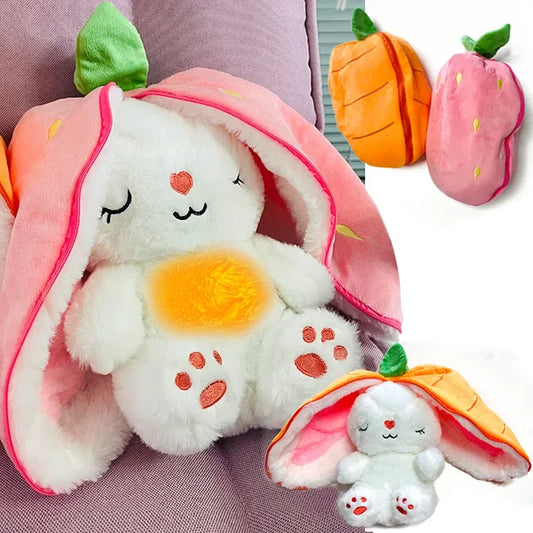 &Cute Music Luminous Breathing Doll with Motion Lights Plush Baby Sleeping Toys Bunny Soft Cartoon Plush Doll Early Childhood