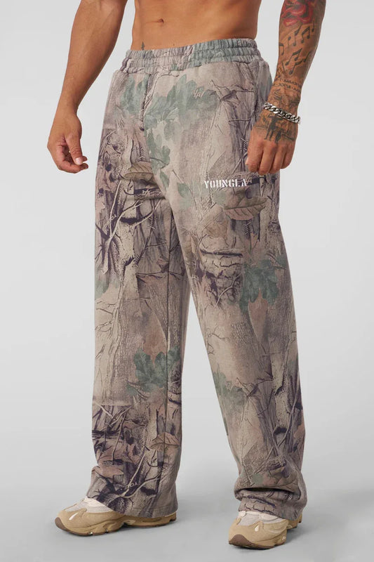 2026 new Men American Style Autumn Leaf  Pants Men's Casual Camouflage Summer Retro Letter Loose Fitness Sports Beach Pants